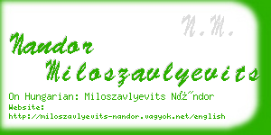 nandor miloszavlyevits business card